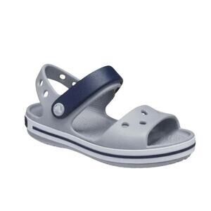 Crocs Bayaband Crocband Sandals Kids 12 Adjustable Hook & Loop Gray Blue Boys